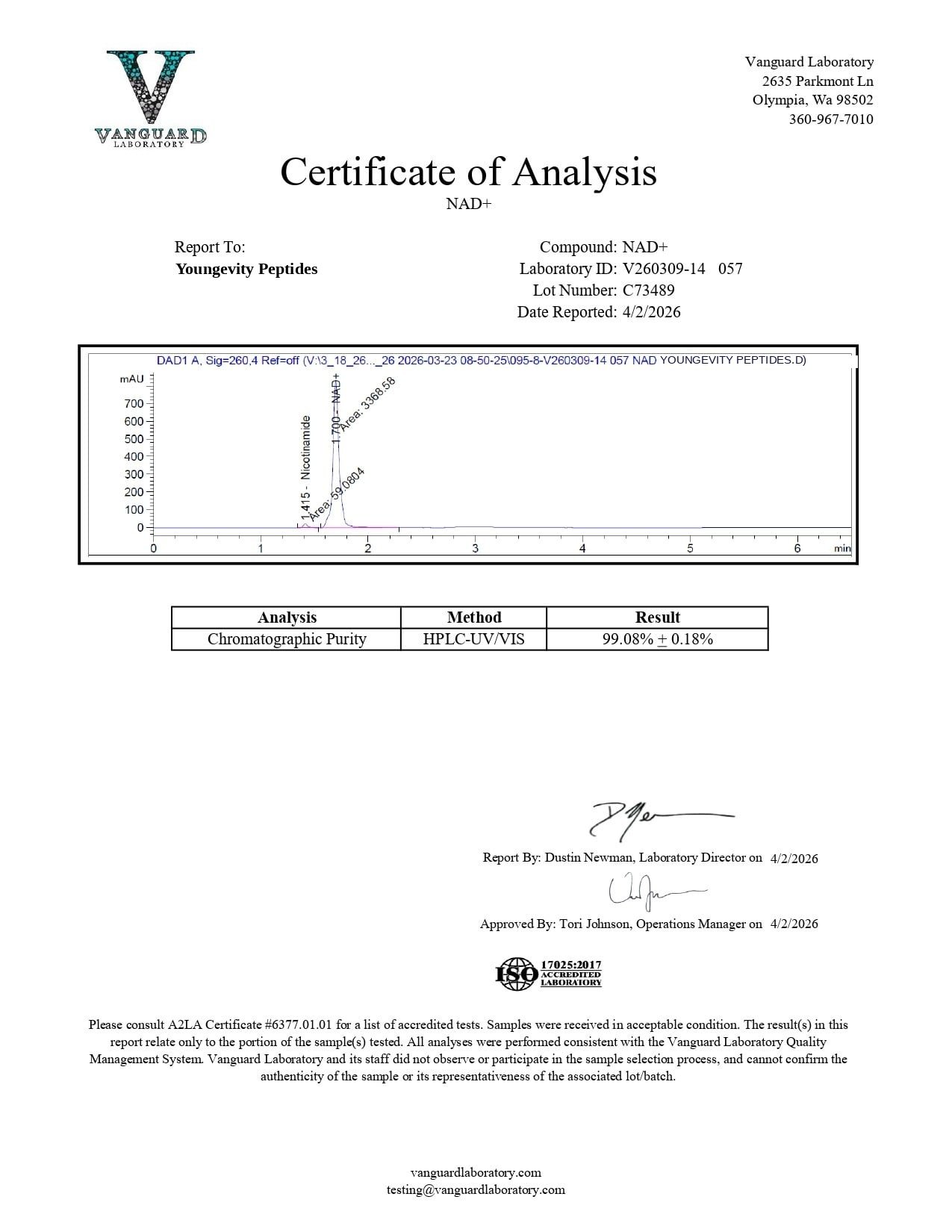 Bacteriostatic Water 10ML Certificate of Analysis