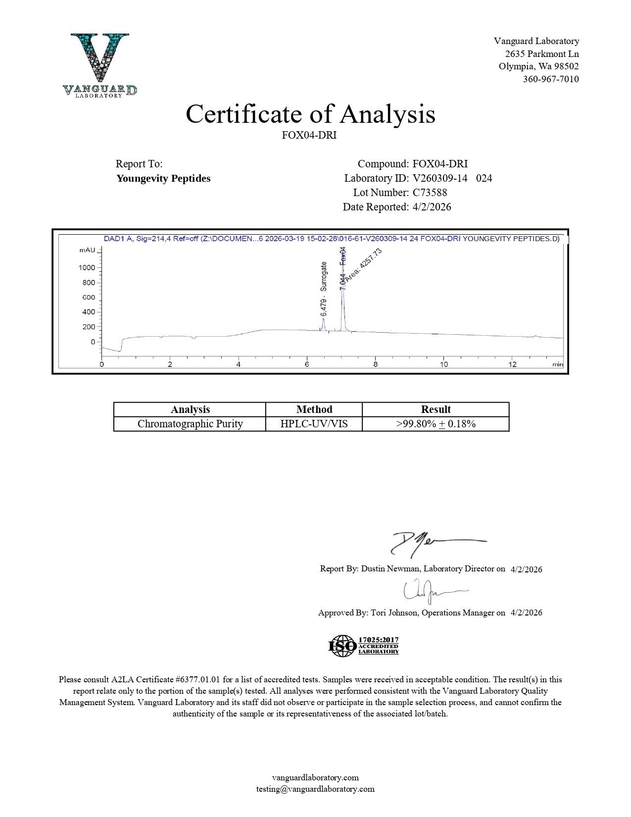 foxo4dri Certificate of Analysis